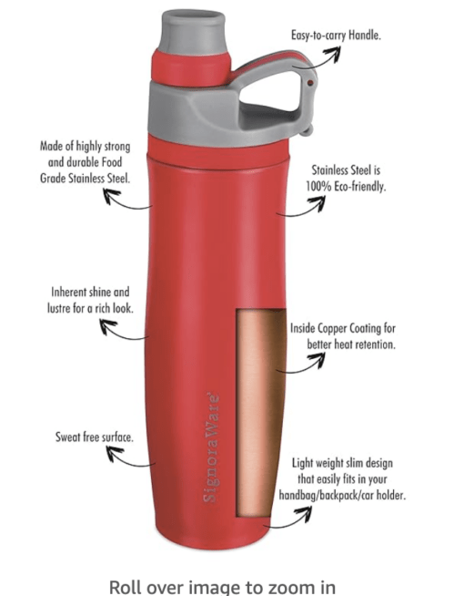 Signoraware Renew Stainless Steel Vacuum Flask Bottle, 500ml - Image 3